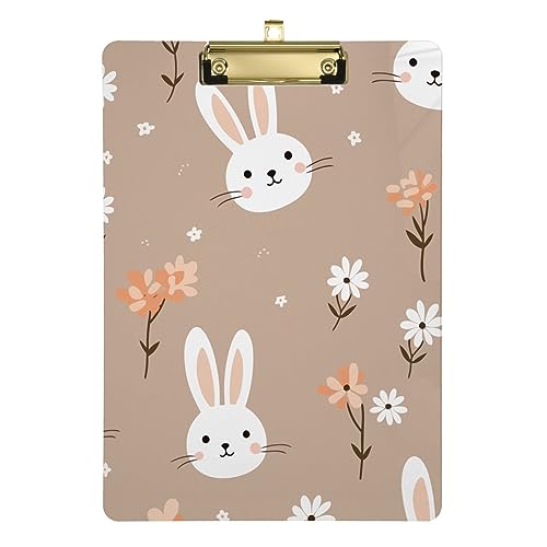 Klemmbrett mit Kaffee-Hasen- und Blumen-Muster, Standard-Loch, organisatorisches Klemmbrett, Student von FRODOTGV