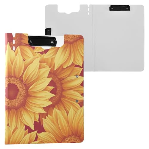 Klemmbrett mit Mappe, leuchtende Sonnenblumen, A4, Klemmbrett, Padfolio, Doppelclips, Stifthalter, Schulklemmbrett mit festem Einband Klemmbrett mit Mappe, leuchtende Sonnenblumen, A4, Klemmbrett, Padfolio, Doppelclips, Stifthalter, Schulklemmbrett mit festem Einband von FRODOTGV