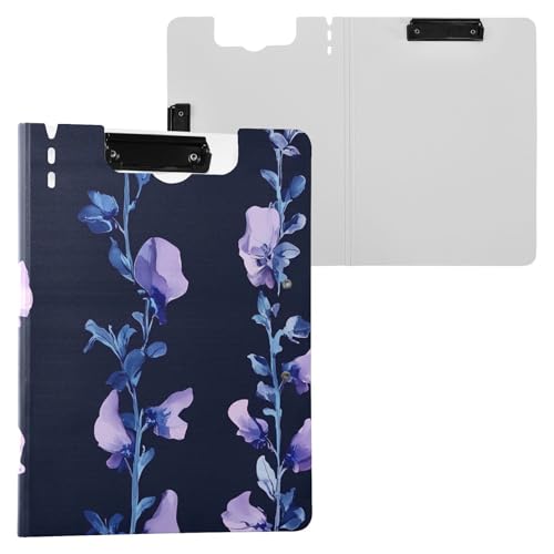 Klemmbrettmappe Retro Blumen Marineblau A4 Klemmbrett mit Padfolio Horizontal und Vertikal Doppelclips Büro Klemmbrett mit Hardcover von FRODOTGV