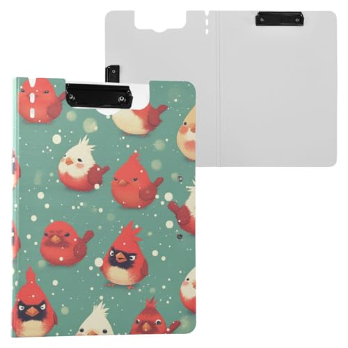 Klemmbrettmappe Retro Rote Vögel A4 Klemmbrett mit Padfolio Doppelte Metallclips Stifthalter Schule Klemmbrett mit Hardcover von FRODOTGV