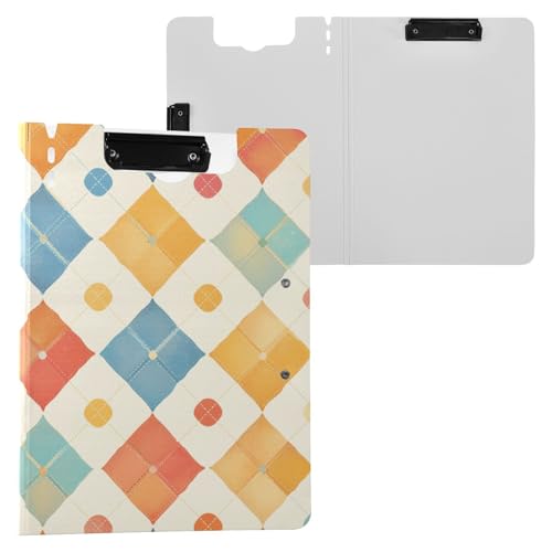 Klemmbrettmappe bunt kariert A4 Clipfolio Zwei Metallklammern Stifthalter Still-Klemmbrett mit Hardcover von FRODOTGV