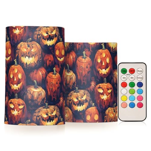 LED Licht Kerze 2er Set mit Fernbedienung Timer für Zuhause, Urlaubsparty, Terrassendekor, Happy Halloween Kürbisse LED Licht Kerze 2er Set mit Fernbedienung Timer für Zuhause, Urlaubsparty, Terrassendekor, Happy Halloween Kürbisse von FRODOTGV