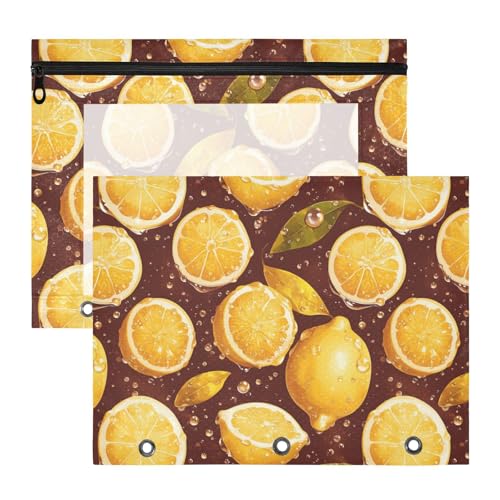 Lemon Slice Federmäppchen mit Reißverschluss, Kunststoff-Dokumentenmappe für A4-Papier, Briefe, 2 Stück, für Studenten, Klassenbedarf Lemon Slice Federmäppchen mit Reißverschluss, Kunststoff-Dokumentenmappe für A4-Papier, Briefe, 2 Stück, für Studenten, Klassenbedarf von FRODOTGV