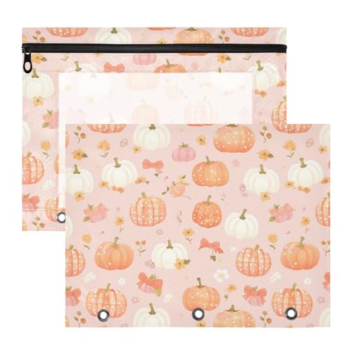 Niedliche Pumkins Blush Binder Taschen mit glatten Reißverschlüssen, Kunststoff-Aktenordner für A4-Papier, Briefe, 2 Stück, Lehrer, Schulbedarf Niedliche Pumkins Blush Binder Taschen mit glatten Reißverschlüssen, Kunststoff-Aktenordner für A4-Papier, Briefe, 2 Stück, Lehrer, Schulbedarf von FRODOTGV