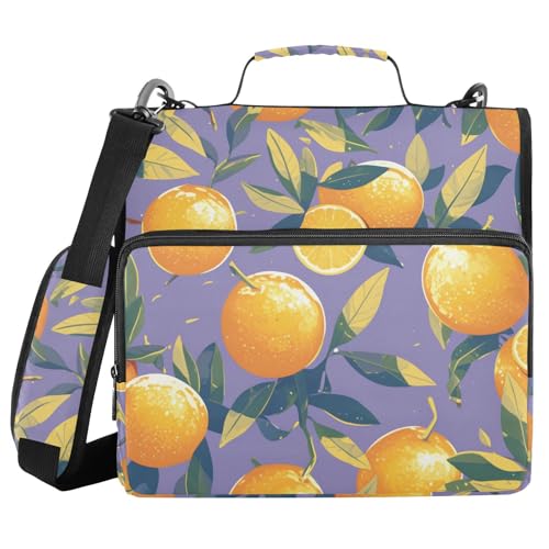 Oranges Aktenordner mit 3 Ringen, Reißverschluss, mit Schultergurt und Griff, 3,8 cm, Dunkelviolett, Dokumenten-Organizer für Schule und Büro von FRODOTGV