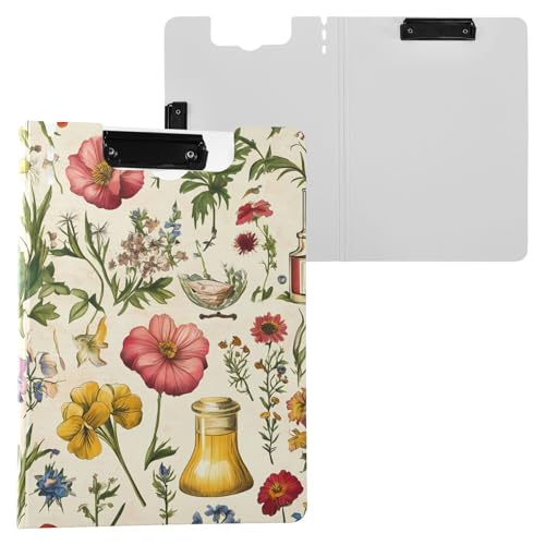 Ordner-Klemmbrett mit Aufbewahrung Blumen Blätter A4 Klemmbrett Binderfolio Horizontal und Vertikal Doppelclips Schule Klemmbrett mit Abdeckung von FRODOTGV