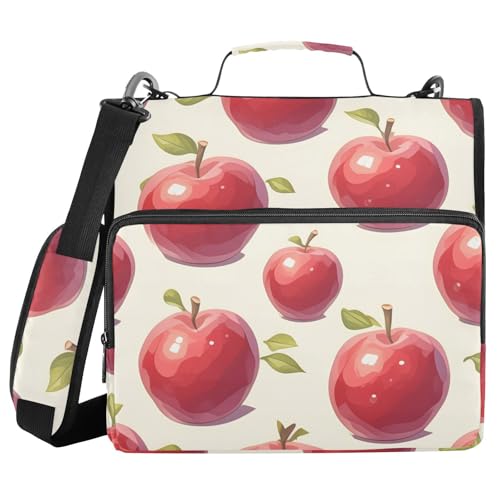 Red Apples Organizer mit 3 Ringen, 3,8 cm, mit Riemen, inklusive Reißverschlusstasche, Dokumentenmappe, Organizer für Büro, Schule von FRODOTGV