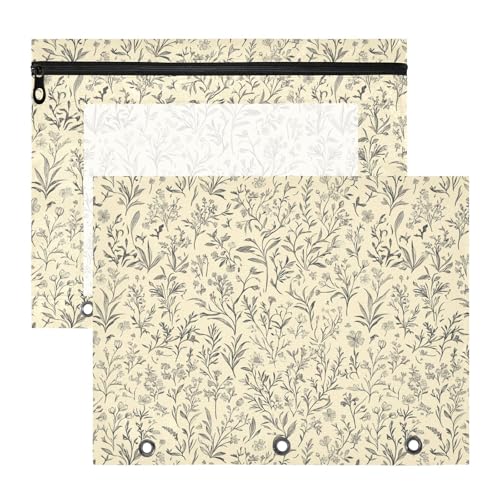 Ringbuch mit Frühlingsblumen, Pflanzen, Beige, Bleistiftbeutel, transparentes Fenster, Kunststoff-Aktenordner für 3 Ringe, 2 Stück, Studenten, Kunstbedarf, Aufbewahrung Ringbuch mit Frühlingsblumen, Pflanzen, Beige, Bleistiftbeutel, transparentes Fenster, Kunststoff-Aktenordner für 3 Ringe, 2 Stück, Studenten, Kunstbedarf, Aufbewahrung von FRODOTGV