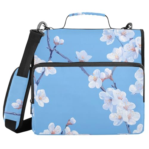 Ringordner mit Griff und abnehmbarem Schultergurt, mehrere Taschen, Reißverschluss, Portfolio für die Mittelschule, 3,8 cm, Blau von FRODOTGV