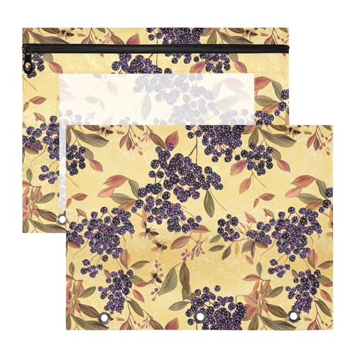 Stiftemappe mit 3 Ringen, für A4-Papier, Briefe, 2 Stück, Violett, goldfarben, für Studenten, Heimbedarf Stiftemappe mit 3 Ringen, für A4-Papier, Briefe, 2 Stück, Violett, goldfarben, für Studenten, Heimbedarf von FRODOTGV