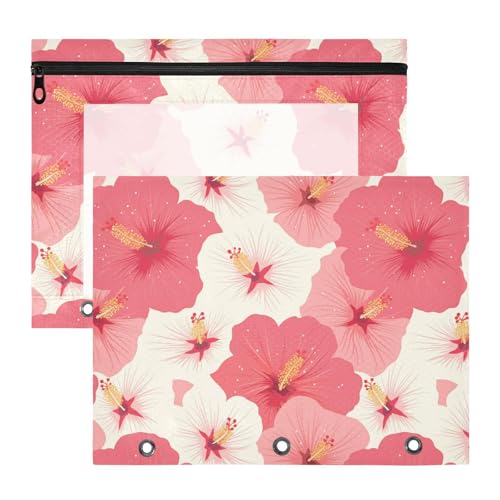 Stiftemappe mit rosa Blumen, transparentes Fenster, 3 Löcher, Tasche für 3 Ringe, 2 Stück, Studenten, Klassenzimmer Stiftemappe mit rosa Blumen, transparentes Fenster, 3 Löcher, Tasche für 3 Ringe, 2 Stück, Studenten, Klassenzimmer von FRODOTGV