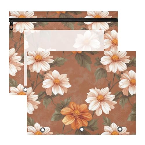 Vintage Dahlia Terrakotta-Bleistiftbinder-Beutel, tragbar, 3-Loch-Tasche für 3 Ringe, 2 Stück, Studenten, College-Zubehör Vintage Dahlia Terrakotta-Bleistiftbinder-Beutel, tragbar, 3-Loch-Tasche für 3 Ringe, 2 Stück, Studenten, College-Zubehör von FRODOTGV