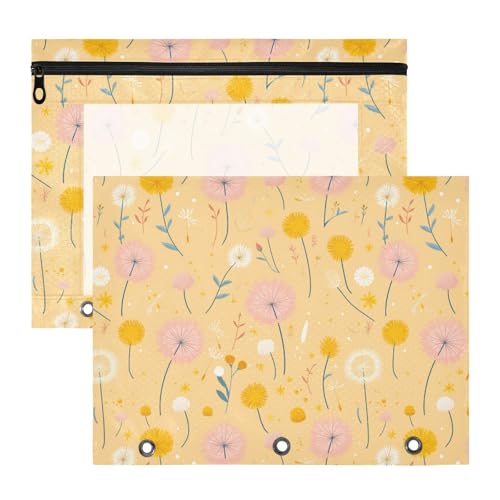 Winzige Löwenzahn-Blumen-Bleistifttaschen, transparent, 3 Löcher, Tasche für A4-Papier, Briefe, 2 Stück, Lehrer, Schulbedarf Winzige Löwenzahn-Blumen-Bleistifttaschen, transparent, 3 Löcher, Tasche für A4-Papier, Briefe, 2 Stück, Lehrer, Schulbedarf von FRODOTGV