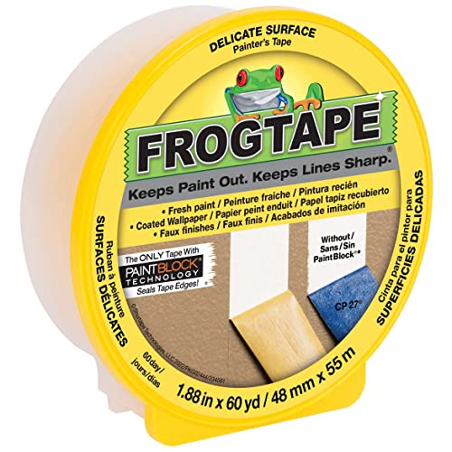 Frog Tape 280222 Klebeband, für empfindliche Oberflächen, 4,8 cm x 50 m, Gelb von FROGTAPE
