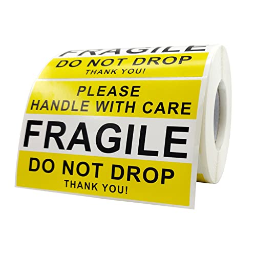 500 Stück Fragile Aufkleber Fragile Handle with Care Warnaufkleber Verpackungsetikett Rolle passend für Versandkarton Lieferung von FROMCEO
