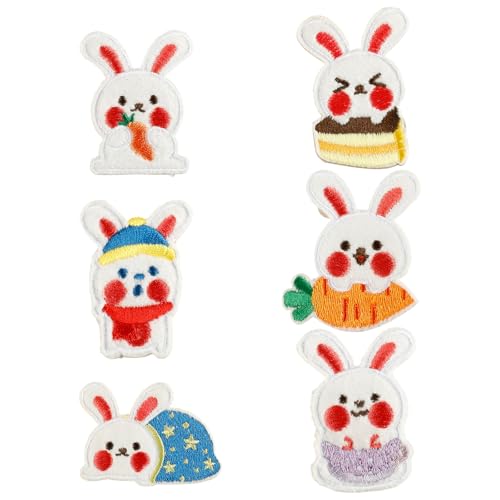 6 Stück Cartoon Kaninchen bestickte Flicken zum Aufbügeln dekorative Patches Nähen auf Applikation Patches für Kleidung 6 Stück Cartoon Kaninchen bestickte Flicken zum Aufbügeln dekorative Patches Nähen auf Applikation Patches für Kleidung von FROMCEO