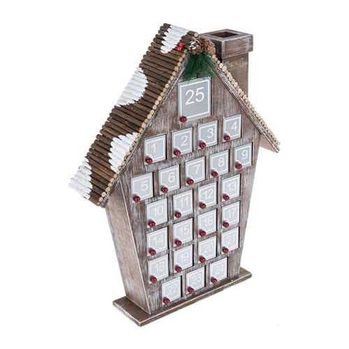 Countdown-Kalender mit 25 Geschenkboxen, Weihnachts-Adventskalender, Holz-Kalender, Schreibtisch-Ornament für Weihnachtsfeiertagsdekoration von FROMCEO