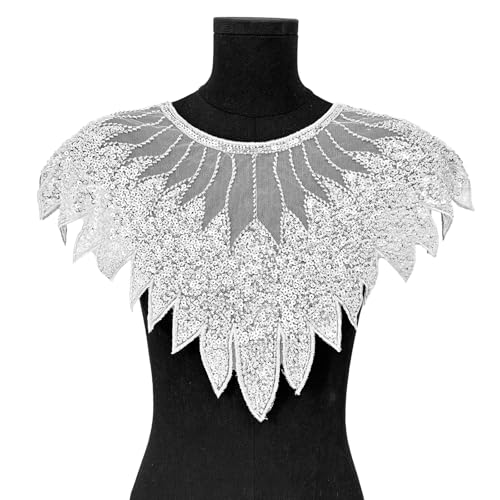 Perlen-Pailletten, bestickter Spitzen-Kragen, Front-Panel, modische Verzierung für Bastelarbeiten, Kragen-Frontdekoration, leichtes Polyester-Spitzenapplikationen von FROMCEO