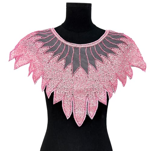 Perlen-Pailletten, bestickter Spitzen-Kragen, Front-Panel, modische Verzierung für Bastelarbeiten, Kragen-Frontdekoration, leichtes Polyester-Spitzenapplikationen von FROMCEO