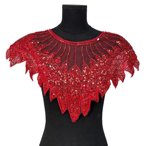 Perlen-Pailletten, bestickter Spitzen-Kragen, Front-Panel, modische Verzierung für Bastelarbeiten, Kragen-Frontdekoration, leichtes Polyester-Spitzenapplikationen von FROMCEO