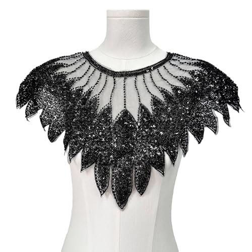 Perlen-Pailletten, bestickter Spitzen-Kragen, Front-Panel, modische Verzierung für Bastelarbeiten, Kragen-Frontdekoration, leichtes Polyester-Spitzenapplikationen von FROMCEO