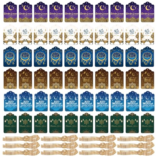 Ramadans-Karten, Eid-Geschenketiketten, Hängekarten für Heimdekoration und Feiern, 60 Stück Ramadans-Karten, Eid-Geschenketiketten, Hängekarten für Heimdekoration und Feiern, 60 Stück von FROMCEO