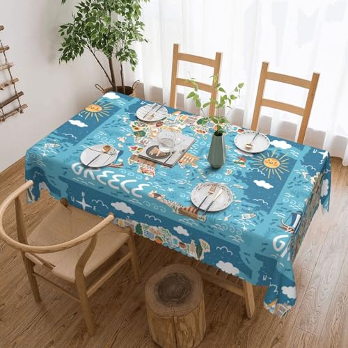 FROON Elegante rechteckige Tischdecke mit Griechenland-Karte aus Spitze – perfekt zum Schutz und Dekorieren Ihres Esstisches von FROON