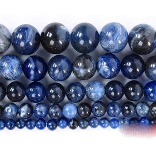 Glatte Naturstein-blaue Türkise, runde lose Perlen, 15 Zoll Strang 4 6 8 10 12 MM Auswahlgröße für die Schmuckherstellung BTB2-Dunkelblauer Sodalith, 10 mm 36 bis 38 Stück von FROON