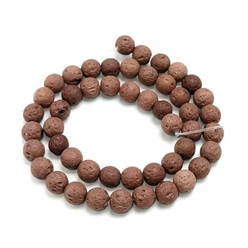 Naturstein, mehrfarbig, Lava-Vulkanstein, Perlen, runde Form, lose Perlen für die Schmuckherstellung, DIY-Halskette, Armband, Zubehör, Braun, 10 mm, 36 Stück Perlen Naturstein, mehrfarbig, Lava-Vulkanstein, Perlen, runde Form, lose Perlen für die Schmuckherstellung, DIY-Halskette, Armband, Zubehör, Braun, 10 mm, 36 Stück Perlen von FROON