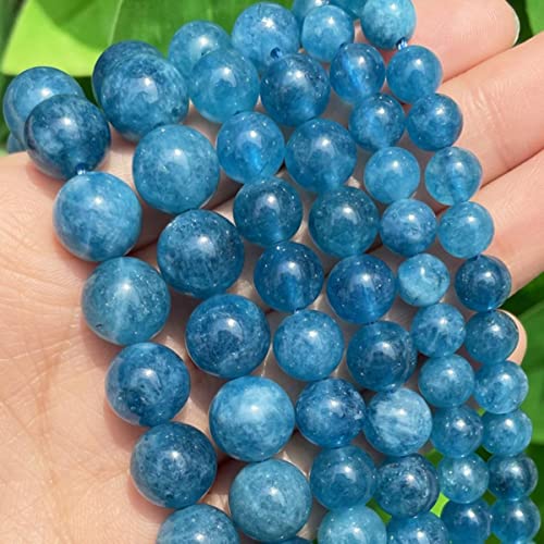 Naturstein Dunkelblaue Chalcedon-Jadeperlen Runde lose Abstandsperlen für die Schmuckherstellung 4/6/8/10/12 mm DIY handgefertigte Armbänder-Blaue Jade, 4 mm (ca. 92 Stück) von FROON