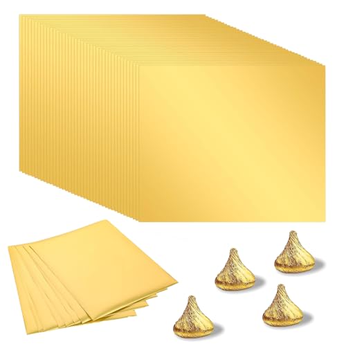 100 Stück Folie Papier Wrapper, 16 x 19 cm Goldfolie Papier, Schokolade Verpackungen Bonbonpapier aus Quadratisch Geschenkpapier Aufbewahrung Alufolie für Hochzeitsfeiern, Geburtstagsfeiern (Glänzend) 100 Stück Folie Papier Wrapper, 16 x 19 cm Goldfolie Papier, Schokolade Verpackungen Bonbonpapier aus Quadratisch Geschenkpapier Aufbewahrung Alufolie für Hochzeitsfeiern, Geburtstagsfeiern (Glänzend) von FRTAOOP