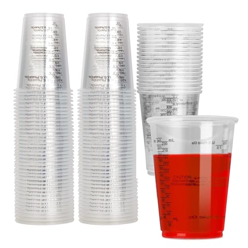 FRTAOOP 50 Stück Transparent Polypropylen Epoxidharz Mischbecher, 240 ml Lackmischbecher, Messbecher für Flüssigkeiten, Farbe, Pigment von FRTAOOP