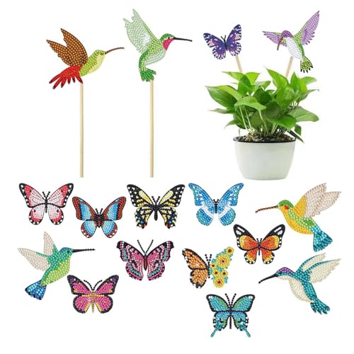 FRTAOOP 12 Stück Schmetterling Diamond Painting Kits, Schmetterling Stakes Diamant Kunst Kits, Diamond Painting Art für Garten Dekor, Basteln FRTAOOP 12 Stück Schmetterling Diamond Painting Kits, Schmetterling Stakes Diamant Kunst Kits, Diamond Painting Art für Garten Dekor, Basteln von FRTAOOP