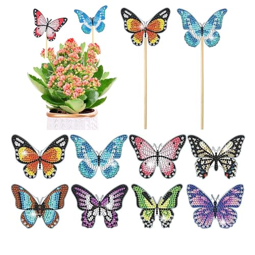 FRTAOOP 8 Stück Schmetterling Diamond Painting Kits, Schmetterling Stakes Diamant Kunst Kits, Diamond Painting Art für Garten Dekor, Basteln FRTAOOP 8 Stück Schmetterling Diamond Painting Kits, Schmetterling Stakes Diamant Kunst Kits, Diamond Painting Art für Garten Dekor, Basteln von FRTAOOP