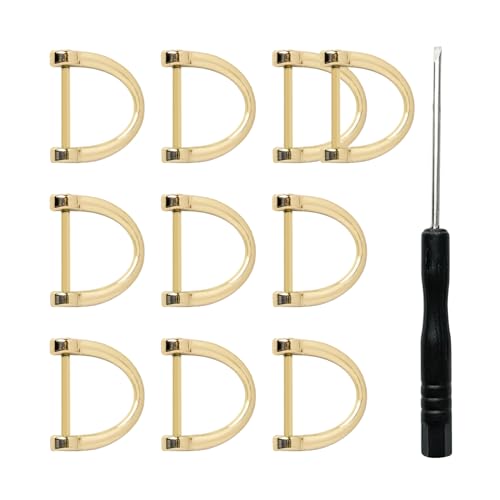 FRUHLING 10 Stück Metall D-Ringe Hufeisen Schnalle Golden Halbrundringe Abnehmbare U-Form D Ring mit Schraubendreher für Handtasche Leder Schlüsselanhänger DIY Basteln FRUHLING 10 Stück Metall D-Ringe Hufeisen Schnalle Golden Halbrundringe Abnehmbare U-Form D Ring mit Schraubendreher für Handtasche Leder Schlüsselanhänger DIY Basteln von FRUHLING