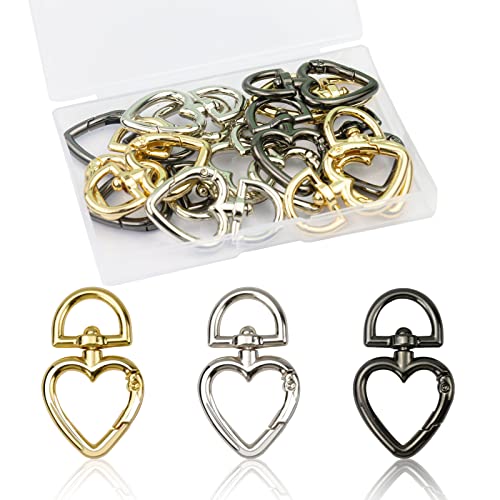 FRUHLING 15 Stück Herz Schlüsselanhänger Drehbare Karabinerhaken Schlüsselring D Ring Karabiner Schwenker Hummer Haken für Taschen Handtasche DIY Schmuckherstellung FRUHLING 15 Stück Herz Schlüsselanhänger Drehbare Karabinerhaken Schlüsselring D Ring Karabiner Schwenker Hummer Haken für Taschen Handtasche DIY Schmuckherstellung von FRUHLING