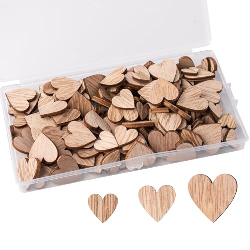 FRUHLING 200 Stück Kleine Holzherzen Scheiben 12 15 20mm Holzherzen Hochzeit Naturholzscheiben Unlackiert Mini Wooden Hearts für Tischdeko Bilderrahmen Deko Hochzeit DIY Handwerk Heimdekoration von FRUHLING