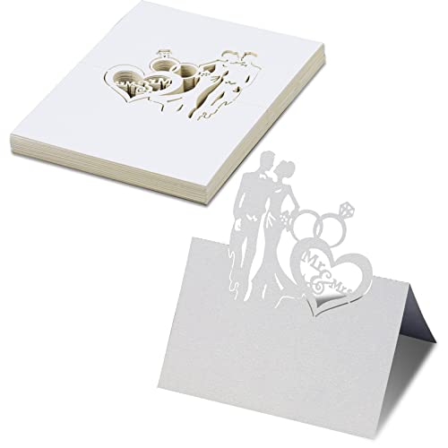 FRUHLING 60 Stück Tischkarten Hochzeit Platzkarten Liebe Herz Laser Schnitt Namenskärtchen Sitzkarten Namensschilder für Hochzeiten von FRUHLING