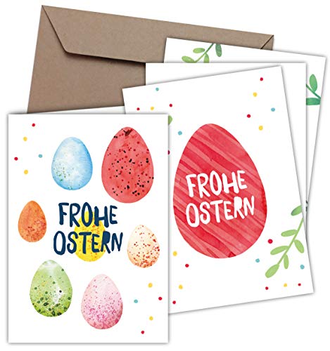 FRUITPRINTS - 8er Set Osterkarten & Umschläge - Klappkarten B6 Grußkartenformat (Ostereier) von FRUITPRINTS