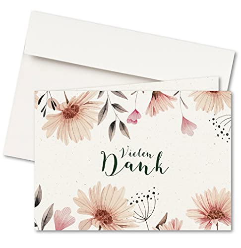 20er Set Dankeskarten & Umschläge, Klappkarten, Format A6, Motiv: Blumenwiese, Hochzeit, Geburtstag, Jubiläum 20er Set Dankeskarten & Umschläge, Klappkarten, Format A6, Motiv: Blumenwiese, Hochzeit, Geburtstag, Jubiläum von FRUITPRINTS
