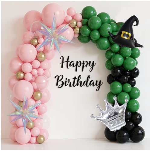 Dunkelgrüne und rosa Ballonbogen-Set für böse Themenpartys, 160 Stück, dunkelgrün, babyrosa, schwarz, gold, klarer Bobo, Hexenhut, Krone und explodierende Stern-Ballon-Sets für Geburtstagsdekoration Dunkelgrüne und rosa Ballonbogen-Set für böse Themenpartys, 160 Stück, dunkelgrün, babyrosa, schwarz, gold, klarer Bobo, Hexenhut, Krone und explodierende Stern-Ballon-Sets für Geburtstagsdekoration von FRUOR