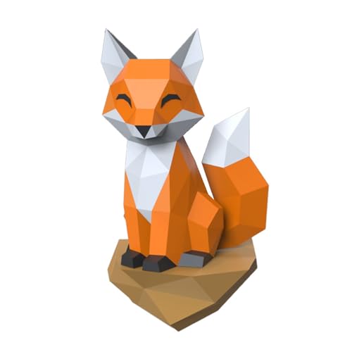 FRZXBKW 3D-Papierbastelset, Rock Fox, Origami, DIY-Papiertiere, Modell, Aktivität, Heimdekoration, Low-Poly-Dekor, sämtliches Zubehör enthalten, DIY-Geschenk for Teenager von FRZXBKW