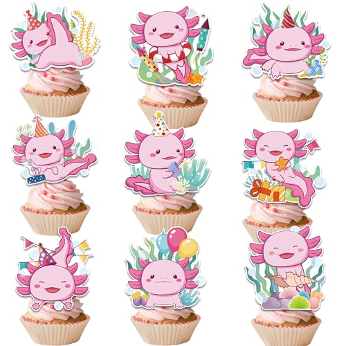 Axolotl Geburtstagsparty-Dekorationsset – 36-teiliges rosa Dekoration, inklusive Mini-Axolotl-Geburtstagshut und Geschenk-Box, Cupcake-Aufsätze, niedliche Tiere, Foto-Requisiten für Mädchen, Jungen Axolotl Geburtstagsparty-Dekorationsset – 36-teiliges rosa Dekoration, inklusive Mini-Axolotl-Geburtstagshut und Geschenk-Box, Cupcake-Aufsätze, niedliche Tiere, Foto-Requisiten für Mädchen, Jungen von FSADASY
