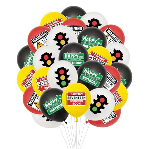 Fahranfänger-Geschenke zum 17. Geburtstag, 32 Stück, Fahranfänger, Luftballons, 17. Führerschein, Transport, Auto, Straßenschilder, Mottoparty-Zubehör für 17 Jahre alte Geburtstagsdekorationen Fahranfänger-Geschenke zum 17. Geburtstag, 32 Stück, Fahranfänger, Luftballons, 17. Führerschein, Transport, Auto, Straßenschilder, Mottoparty-Zubehör für 17 Jahre alte Geburtstagsdekorationen von FSADASY
