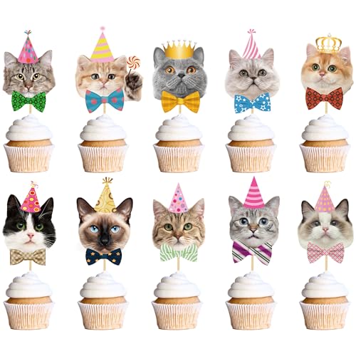 Geburtstagsparty-Dekorationen mit Katzengesicht – 40 Stück Cupcake-Topper mit niedlichem Katzengesicht für Kätzchen, Haustier, Tiermotive, Babyparty, Partyzubehör für Mädchen Geburtstagsparty-Dekorationen mit Katzengesicht – 40 Stück Cupcake-Topper mit niedlichem Katzengesicht für Kätzchen, Haustier, Tiermotive, Babyparty, Partyzubehör für Mädchen von FSADASY