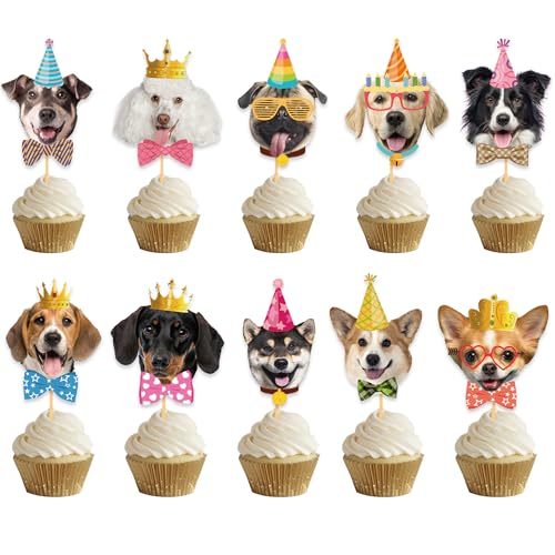 Geburtstagsparty-Dekorationsset für Hunde, 40 Stück, Haustier-Themen-Geburtstagsdekoration, einschließlich niedlicher Hundegesichts-Designs, Cupcake-Topper für Haustier-Themenbedarf, Babyparty Geburtstagsparty-Dekorationsset für Hunde, 40 Stück, Haustier-Themen-Geburtstagsdekoration, einschließlich niedlicher Hundegesichts-Designs, Cupcake-Topper für Haustier-Themenbedarf, Babyparty von FSADASY