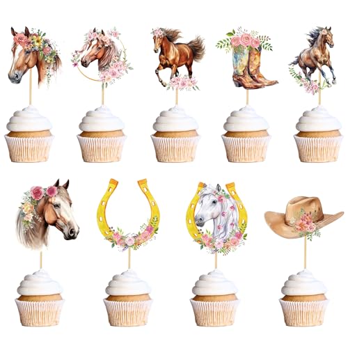 Geburtstagsparty-Dekorationsset mit Pferden, 36-teilig, Western-Party-Dekoration, einschließlich niedlichem Pferd, Cowgirls, Stiefel, Hut, Cupcake-Topper für Wild-Westen, Rodeo Geburtstagsparty-Dekorationsset mit Pferden, 36-teilig, Western-Party-Dekoration, einschließlich niedlichem Pferd, Cowgirls, Stiefel, Hut, Cupcake-Topper für Wild-Westen, Rodeo von FSADASY