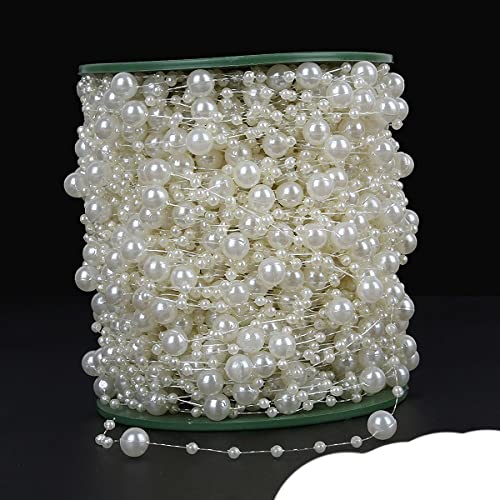 5 Meter Elfenbein/weiße Farbe Angelschnur künstliche Perlen Perlen Kette Girlande Blume für Hochzeit Brautstrauß Blumendekoration-Elfenbein von FSALFWUYIHDSF