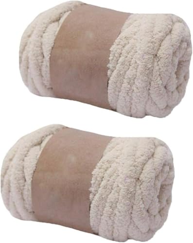 FSAON Chenille-Garn, grobes Polyester-Garn zum Handstricken, Decken/Schals, Mützen, Schuhe, je 250 g/20 m (Beige) von FSAON
