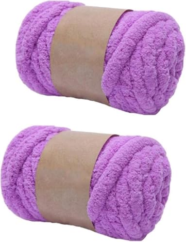 FSAON Chenille-Garn, grobes Polyester-Garn zum Handstricken, Decken/Schals, Mützen, Schuhe, je 250 g/20 m (Lila) von FSAON